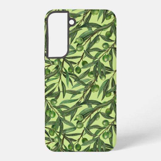 Coque Samsung Galaxy Branches d'olive sur le vert miel (Verso)