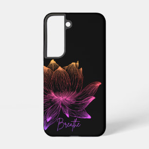 Coque Samsung Galaxy Bright Lotus Néon Floral Arc-en-Ciel Noir