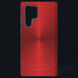 Coque Samsung Galaxy Brillant métal rouge texture acier inoxydable look<br><div class="desc">Image d'une texture rouge métallique brillante,  look acier inoxydable. Conception minimaliste et simple avec un monogramme personnalisable.</div>
