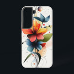 Coque Samsung Galaxy Brush Crimson<br><div class="desc">Des fleurs rouges en gras brossent un arrière - plan crème comme des traits d'aquarelle.</div>