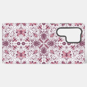 Coque Samsung Galaxy Buissons, magenta foncé et rose sur blanc (Verso Horizontal)
