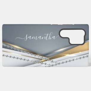 Coque Samsung Galaxy Calligraphie dorée monogramme diamant aspect métal