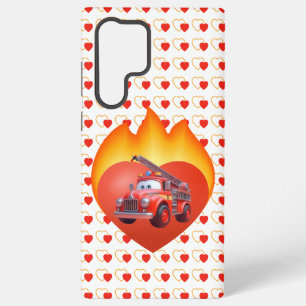 Coque Samsung Galaxy Camion de pompiers mignon pour la Saint-Valentin