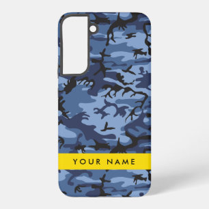 Coque Samsung Galaxy Camouflage bleu marine Votre nom Personnalisez