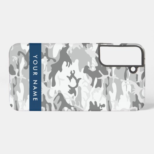 Coque Samsung Galaxy Camouflage gris neige d'hiver Votre nom Personnali (Verso Horizontal)