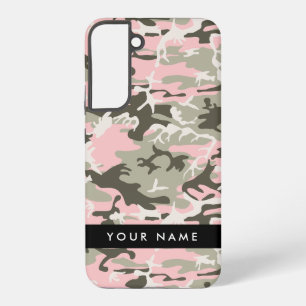 Coque Samsung Galaxy Camouflage rose et vert Votre nom Personnalisez