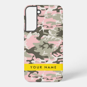 Coque Samsung Galaxy Camouflage rose et vert Votre nom Personnalisez