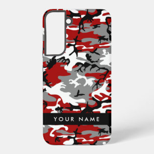 Coque Samsung Galaxy Camouflage rouge et gris Votre nom Personnaliser