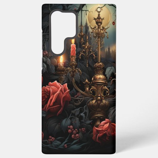 Coque Samsung Galaxy CANDLEABRA GOTHIQUE éffrayant À ROSES ROUGES (Verso)