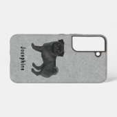 Coque Samsung Galaxy Carlin Noir Dessin Dessin Sur Gris Avec Nom (Verso Horizontal)