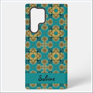 Coque Samsung Galaxy Carreau Marocain Bohème Bleu et Or