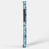 Coque Samsung Galaxy Carreaux à fleurs bleus (Côté droit)