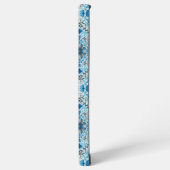 Coque Samsung Galaxy Carreaux à fleurs bleus (Côté gauche)