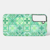 Coque Samsung Galaxy Carreaux décorés en vert et blanc (Verso Horizontal)