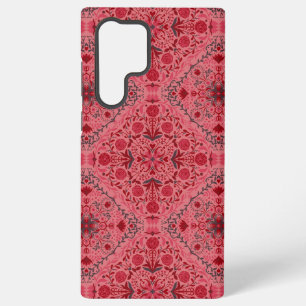Coque Samsung Galaxy Carreaux floraux en rouge et rose pastèque