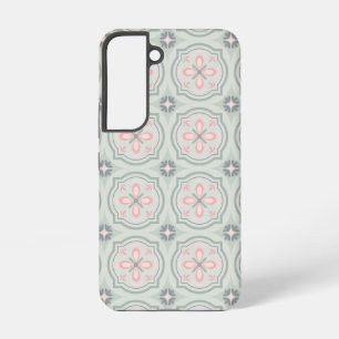 Coque Samsung Galaxy Carreaux Floraux Pastel Verts