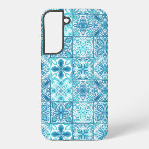 Coque Samsung Galaxy Carreaux ornés en bleu et blanc
