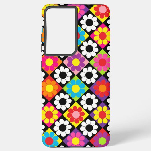 Coque Samsung Galaxy Carrés Pop Flower Power (Verso)