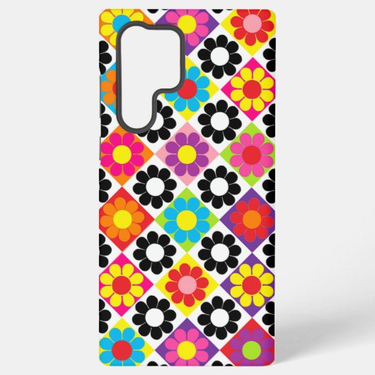 Coque Samsung Galaxy Carrés Pop Flower Power (Verso)