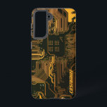 Coque Samsung Galaxy Carte circuit orange PCB personnalisée geek Out<br><div class="desc">Cadeaux de circuits imprimés personnalisés pour les geeks ou cadeaux pour les nerds. En voici un pour l'Ordinateur Nerd ou Geek en chacun de nous. Geek Sortez votre Nerd avec cette carte de circuit électronique PCB personnalisée. Il s'agit d'une image de fond d'une carte de circuit imprimé ou d'une carte...</div>