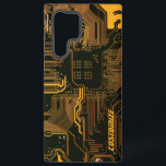 Coque Samsung Galaxy Carte circuit orange PCB personnalisée geek Out<br><div class="desc">Cadeaux de circuits imprimés personnalisés pour les geeks ou cadeaux pour les nerds. En voici un pour l'Ordinateur Nerd ou Geek en chacun de nous. Geek Sortez votre Nerd avec cette carte de circuit électronique PCB personnalisée. Il s'agit d'une image de fond d'une carte de circuit imprimé ou d'une carte...</div>