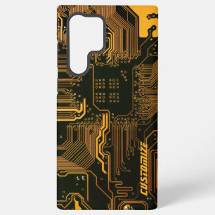 Coque Samsung Galaxy Carte circuit orange PCB personnalisée geek Out