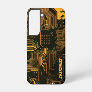 Coque Samsung Galaxy Carte circuit orange PCB personnalisée geek Out