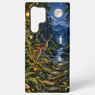 Coque Samsung Galaxy Cerfs de la forêt au clair de lune et lac
