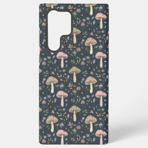 Coque Samsung Galaxy Champignons Bleu Ardoise Profond Motif Sans Coutur