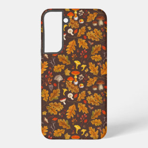 Coque Samsung Galaxy Champignons forestiers et flore automnale sur fond