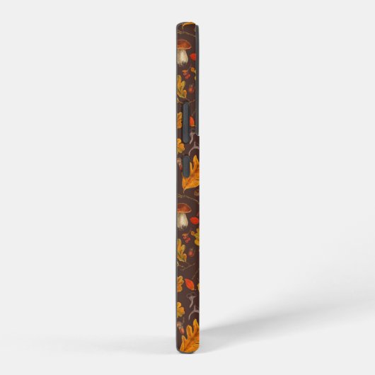 Coque Samsung Galaxy Champignons forestiers et flore d'automne sur brun (Côté droit)