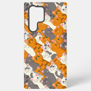 Coque Samsung Galaxy Chat blanc noir gingembre motif diagonal