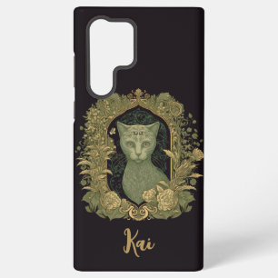 Coque Samsung Galaxy Chat élégant de la forêt avec nom personnalisé