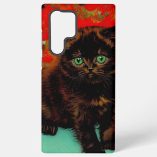 Coque Samsung Galaxy Chat noir de Van Gogh Fleurs rouges
