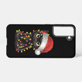 Coque Samsung Galaxy Chat noir lumières d'arbre de Noël chaton drôle Pè (Verso Horizontal)
