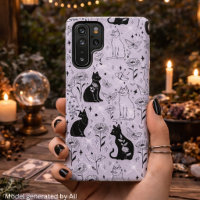 Chat noir mystique et motif papillon | Sorcière