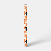 Coque Samsung Galaxy Chat noir rétro Motif chèque orange (Côté gauche)