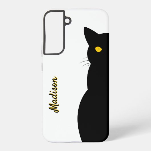 Coque Samsung Galaxy Chat Noir Yeux Dorés Personnalisable (Verso)