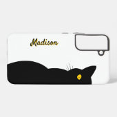 Coque Samsung Galaxy Chat Noir Yeux Dorés Personnalisable (Verso Horizontal)