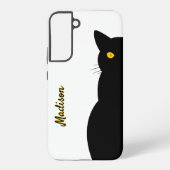 Coque Samsung Galaxy CHAT NOIR Yeux dorés personnalisables (Verso)