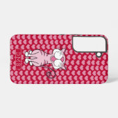 Coque Samsung Galaxy Chat rose Coeurs rouges Motif Monogramme (Verso Horizontal)