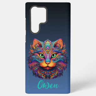 Coque Samsung Galaxy Chat tribal coloré avec nom personnalisé