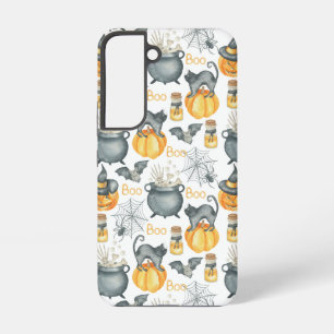 Coque Samsung Galaxy Chaudière fantaisiste d'Halloween et motif de chat