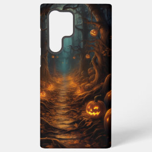 COQUE SAMSUNG GALAXY CHEMIN HALLOWEEN ÉFFRAYANT SOMBRE AVEC CITROUILLES