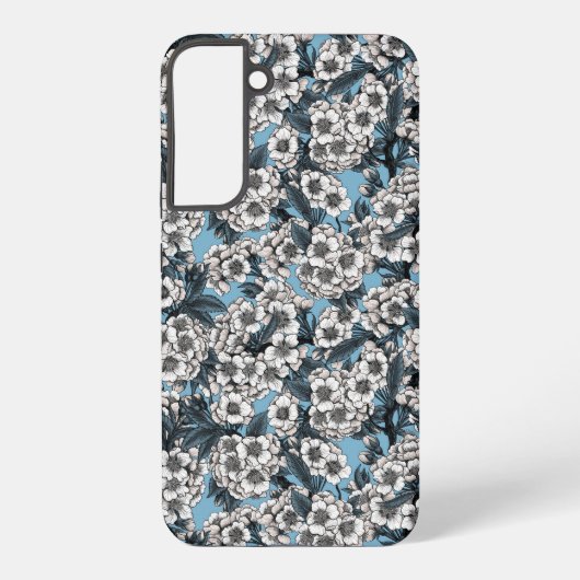Coque Samsung Galaxy Cherry blossom in white and blue (Verso)