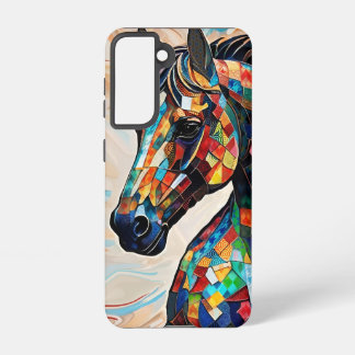 Coque Samsung Galaxy Cheval de mosaïque en verre à plusieurs couleurs 1