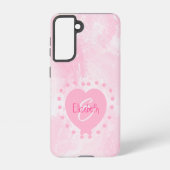 Coque Samsung Galaxy Chic Girly rose Coeur Monogramme Première aquarell (Verso)