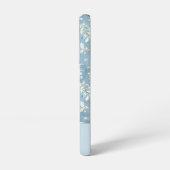 Coque Samsung Galaxy Chic Motif Feuille Bleue Pastel/Nom Personnalisé (Côté gauche)