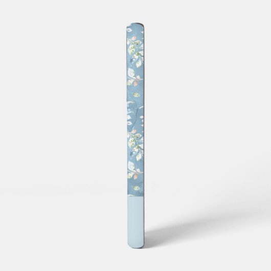 Coque Samsung Galaxy Chic Personalized Name/ Pastel Blue Leaf Motif  (Côté gauche)