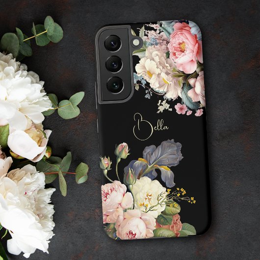 Coque Samsung Galaxy Chic Vintage Personnalisé Roses & Iris